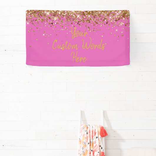Aangepaste Roze & Gouden Verjaardagsfeestje Fotoho Spandoek (Insitu)