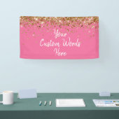 Aangepaste Roze & Gouden Verjaardagsfeestje Fotoho Spandoek (Beurs)