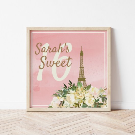Aangepaste roze goudolietoren - 16 jaar oud poster