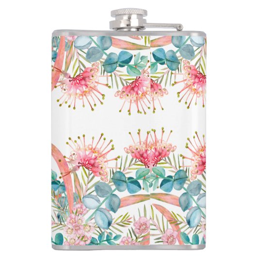 Aangepaste Roze Grevillea En Eucalyptus  Heupfles (Achterkant)