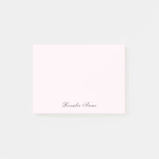 Aangepaste roze grijze scriptnaam post-it® notes (Voorkant)