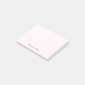 Aangepaste roze grijze scriptnaam post-it® notes (Schuin)