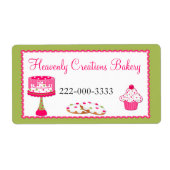 Aangepaste roze & groene bakkerij label (Voorkant)