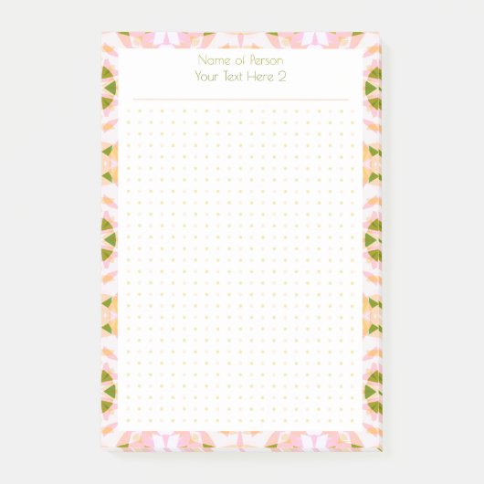 Aangepaste Roze Groene Punt Grid Student Gift Plan Post-it® Notes (Voorkant)