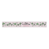Aangepaste Roze & Groene Shamrock Hart & Paddensto Grosgrain Lint (Voorkant)