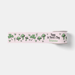 Aangepaste Roze & Groene Shamrock Hart & Paddensto Grosgrain Lint