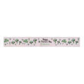 Aangepaste Roze & Groene Shamrock Hart & Paddensto Grosgrain Lint (Voorkant)