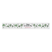 Aangepaste Roze & Groene Shamrock Hart & Paddensto Grosgrain Lint (Voorkant)