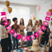Aangepaste roze Happy Birthday Party Bunting Banne Vlaggetjes