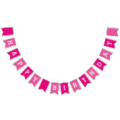 Aangepaste roze Happy Birthday Party Bunting Banne Vlaggetjes (Alle)