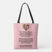 Aangepaste Roze Hart Vorm Familie Fotocollage Tote Bag (Achterkant)