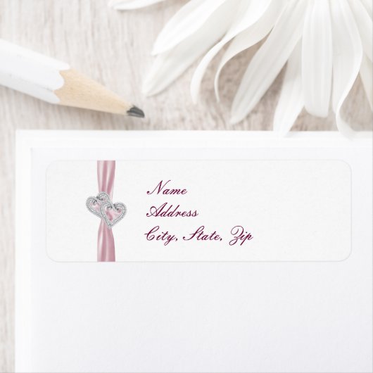 Aangepaste roze harten Adresetiketten Etiket (Insitu)