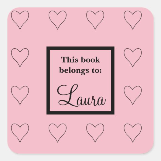 Aangepaste roze harten Bookplate Label Sticker (Voorkant)