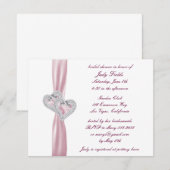 Aangepaste roze harten bruids douche uitnodiging (Voorkant / Achterkant)