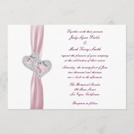 Aangepaste roze harten bruiloft uitnodiging