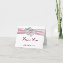 Aangepaste roze harten dank u kaart
