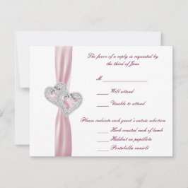 Aangepaste Roze Harten Reactiekaart RSVP Kaartje