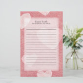Aangepaste roze harten Waterverf Briefpapier (Staand voorkant)