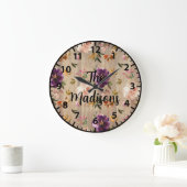 Aangepaste, roze houten bloemen Paarse roze rozen Grote Klok (Huis)