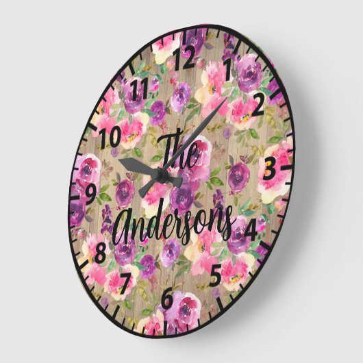 Aangepaste roze houten bloemen Roze en Paarse Roze Grote Klok (Hoek)