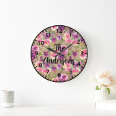 Aangepaste roze houten bloemen Roze en Paarse Roze Grote Klok (Huis)