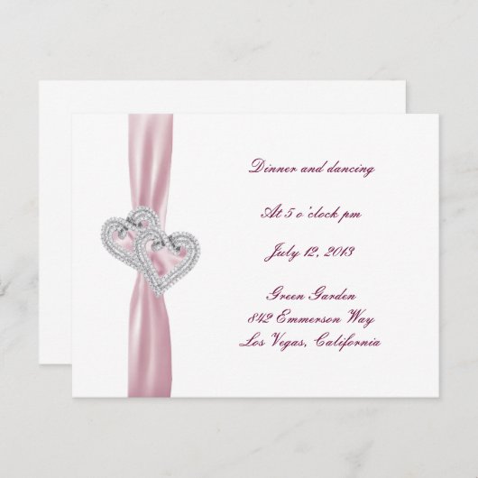 Aangepaste roze Kaart voor het ontvangen van harte (Voorkant / Achterkant)