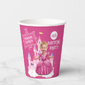 Aangepaste Roze Kasteel en Prinses Papieren Bekers (Voorkant)