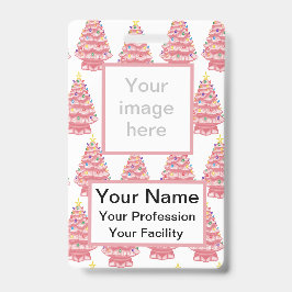 Aangepaste Roze Keramische Kerstbomen Badge