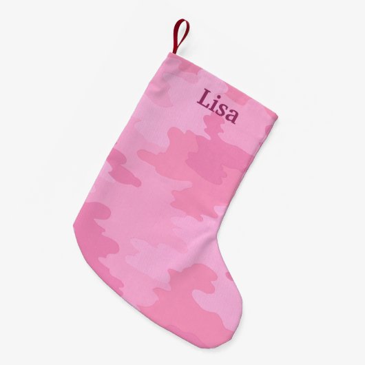 Aangepaste roze kerststouwing in Camouflage Kleine Kerstsok (Voorkant (Hangend))
