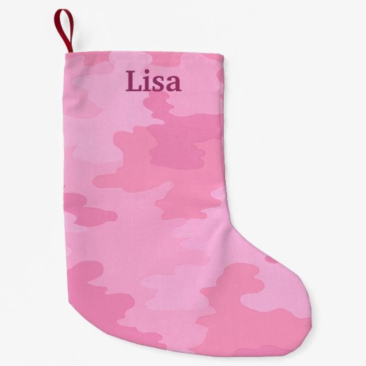 Aangepaste roze kerststouwing in Camouflage Kleine Kerstsok (Voorkant)