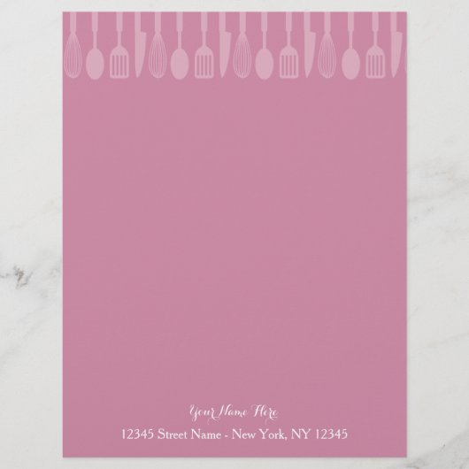 Aangepaste roze keukenartikelen voor briefpapier briefhoofd (Voorkant)