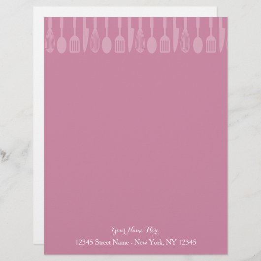 Aangepaste roze keukenartikelen voor briefpapier briefhoofd (Voorkant / Achterkant)