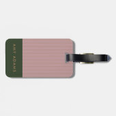 Aangepaste roze Khaki Gold Stripe Elegant Bagagelabel (Achterkant horizontaal)