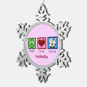 Aangepaste roze Koe bevestigen Tin Sneeuwvlok Ornament (Rechts)