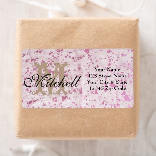 Aangepaste roze Koeienhuid Verzendadresetiketten Etiket (Insitu)