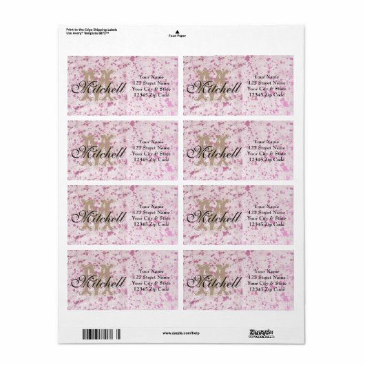 Aangepaste roze Koeienhuid Verzendadresetiketten Etiket (Full Sheet)