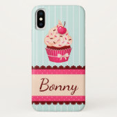 Aangepaste roze koekjesmint blauwe achtergrond Case-Mate iPhone case (Achterkant)