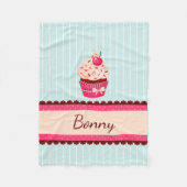 Aangepaste roze koekjesmint blauwe achtergrond fleece deken (Voorkant)