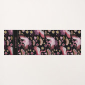 Aangepaste roze kraanvogel en bloempatroon yogamat (Achterkant (horizontaal))