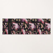 Aangepaste roze kraanvogel en bloempatroon yogamat (Voorkant (horizontaal))