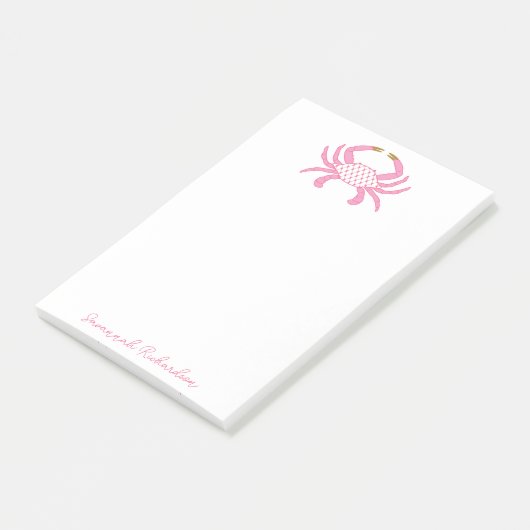 Aangepaste Roze Krab, Kust Kladblok Post-it® Notes (Schuin)