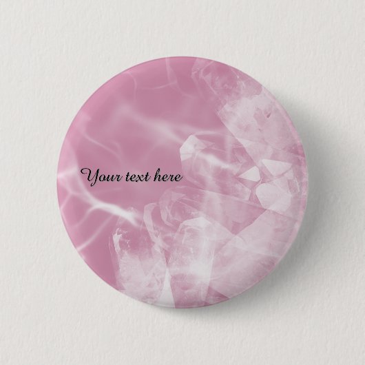Aangepaste roze kristallen badge ronde button 5,7 cm (Voorkant)