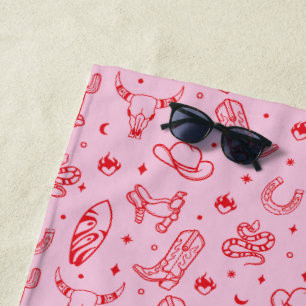 Aangepaste Roze Kust Cowgirl Bachelorette-feest Strandlaken