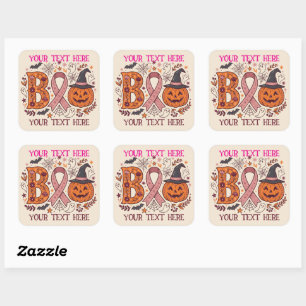 Aangepaste Roze Lint Pompoen Borstkanker Bewustzij Vierkante Sticker