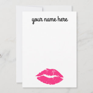 Aangepaste roze lips notiecards bedankkaart