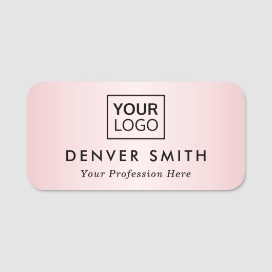 Aangepaste roze logo gradiëntnaam en titel naamplaatje (Voorkant)