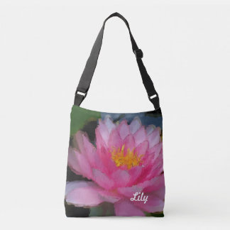 Aangepaste roze Lotus Flower Water Lily Crossbody Tas