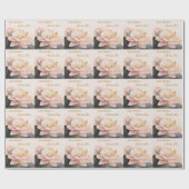 Aangepaste Roze Lotus Gouden Verjaardag Cadeaupapier (Vlak)