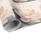 Aangepaste Roze Lotus Gouden Verjaardag Cadeaupapier (Rol Hoek)