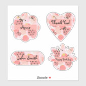 Aangepaste roze luiervogels sticker (Vel)